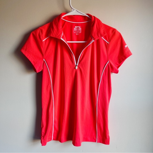 Slazenger Tops - Slazenger Coral Orange Collared Polo Short Sleeve Tennis Golf